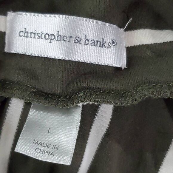 Christopher & Banks Large Green Stripe Maxi Skirt - Picture 4 of 6